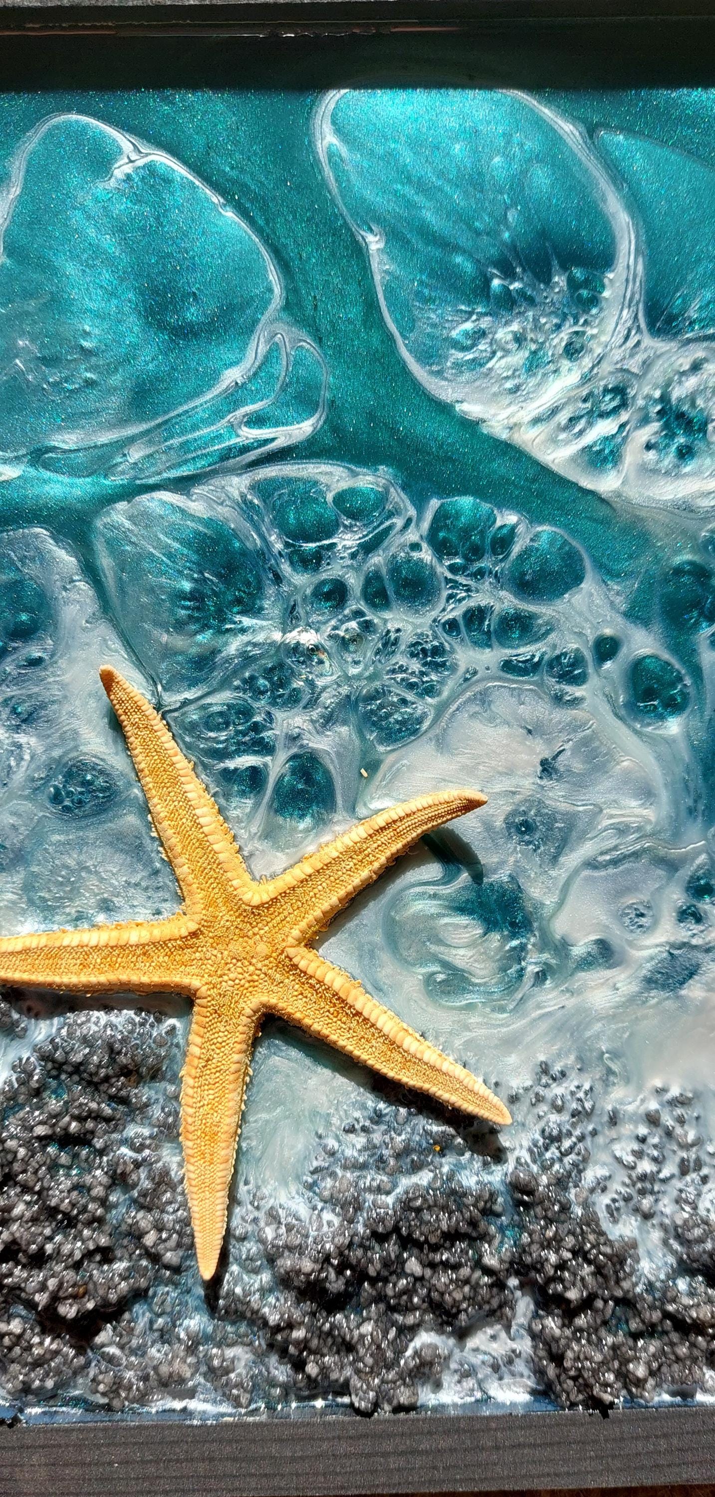Handmade Epoxy Resin Ocean Theme Decorative Tray - Beach Decor Wall Art ...