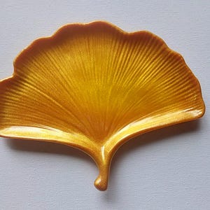 Gold Ginkgo Leaf Dish: Mid Century Modern Jewelry Holder