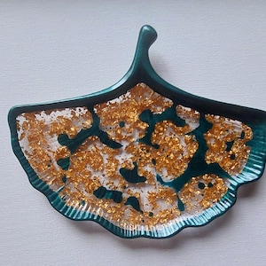 Ginkgo Leaf Trinket Dish: Mid Century Modern Gold Decor