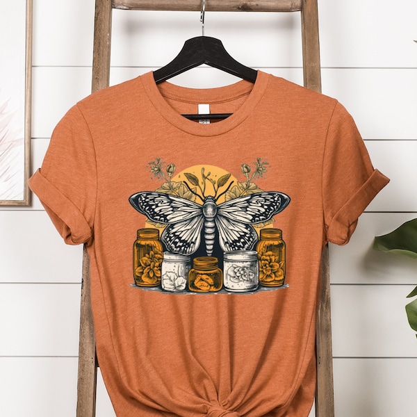 Schmetterlings-Shirt, Motten-Shirt, Cottagecore-Shirt, Käfer-Shirt, ästhetisches Shirt, Cottage Core-Shirt, Goblincore-T-Shirt, Dark Academia-Shirt