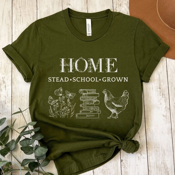 Homestead Floral Tshirt, Vintage Garden Shirt, Homeschool Wildflowers Tee, Rustic Chickens T Shirt, Homegrown Graphic Shirt, Freedom Shirt