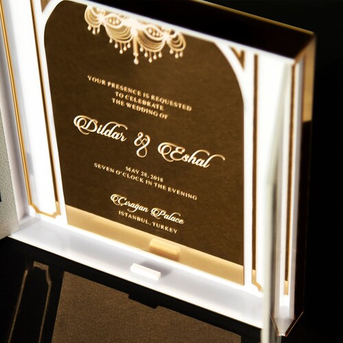 Luxury Acrylic Wedding Invitation Box Elegant Invitation 3D Etsy