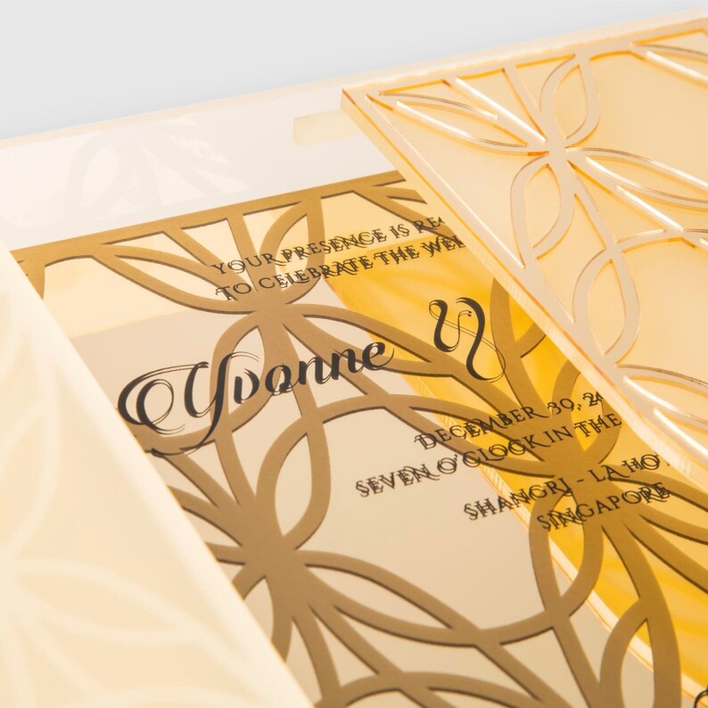 Acrylic Wedding Invitation Laser Cut Invitation Boxed Etsy