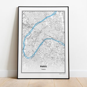 Paris Karte drucken, Paris Karte, Paris Stadt, Paris Karte Poster, Frankreich, Stadtplan Druck, schwarzweiße Karte, Frankreich, Frankreich Print, Wandkunst