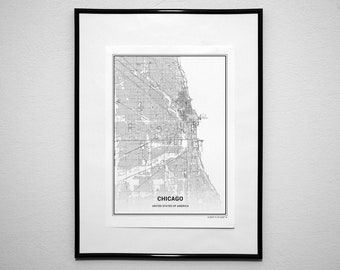 Chicago map poster print wall art | Illinois gift printable download | Map decor for office, home | Customized map | city map custom prints