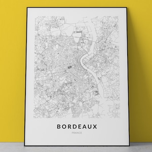 Bordeaux Karte, Bordeaux Poster, Bordeaux Druck, Frankreich Karte, Frankreich Poster, Bordeaux Kunst, Bordeaux Wanddekor, Bordeaux Geschenk, Benutzerdefinierte Karte Druck