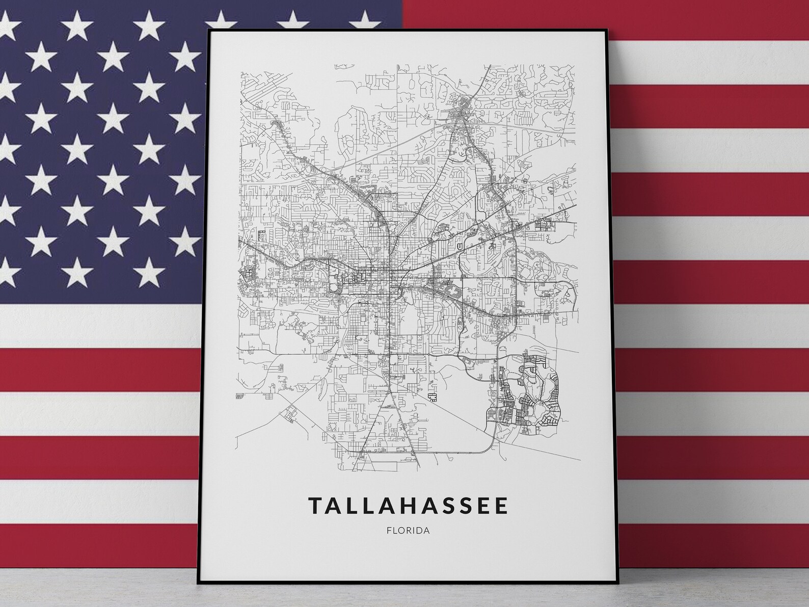 Tallahassee Map Tallahassee Print Tallahassee Poster Etsy
