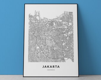 Jakarta Map Art Print: Indonesia Travel Poster (Digital Download)