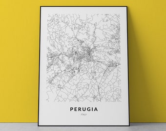 Perugia Italy Map Art Print: Cityscape Poster (Digital Download)