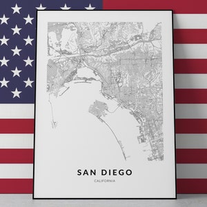 San Diego Map Print, San Diego City, San Diego Poster, California map, USA map, City Map Print, San Diego Art, City map print, Travel poster