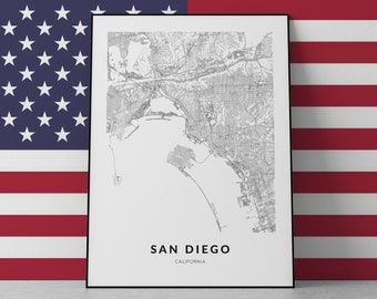 San Diego Map Print, San Diego City, San Diego Poster, California map, USA map, City Map Print, San Diego Art, City map print, Travel poster