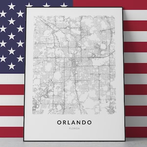 Orlando Map, Orlando Print, Orlando Poster, Orlando Florida, Orlando custom poster print, Florida decor, Florida Art Print, Wall Art Decor
