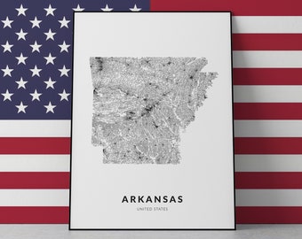 Arkansas Road Map Art Print: AR USA Poster (Digital Download)