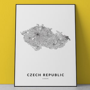Kaart van de Tsjechische Republiek, posterafdruk van de Tsjechische Republiek, kunst van de Tsjechische Republiek, afdruk van de stadskaart, cadeau van de Tsjechische Republiek, woondecoratie, kunst aan de muur, decor