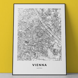Wenen kaart, Oostenrijk, Wenen kaartposter, Wenen print, Wenen muurkunst, Wenen kunst, Wenen cadeau, Wenen poster, Wenen wanddecor