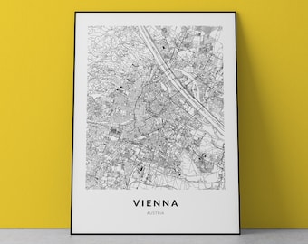 Vienna Map Art Print: Austria Cityscape Wall Decor (Digital Download)