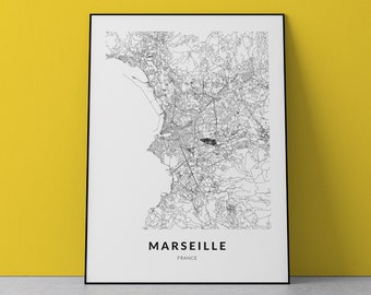 Marseille Map Art Print: France City Map Decor (Digital Download)