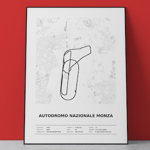 Monza Circuit Print, Italian Grand Prix Poster, F1 Track Art, Instant Download, JPG, PDF
