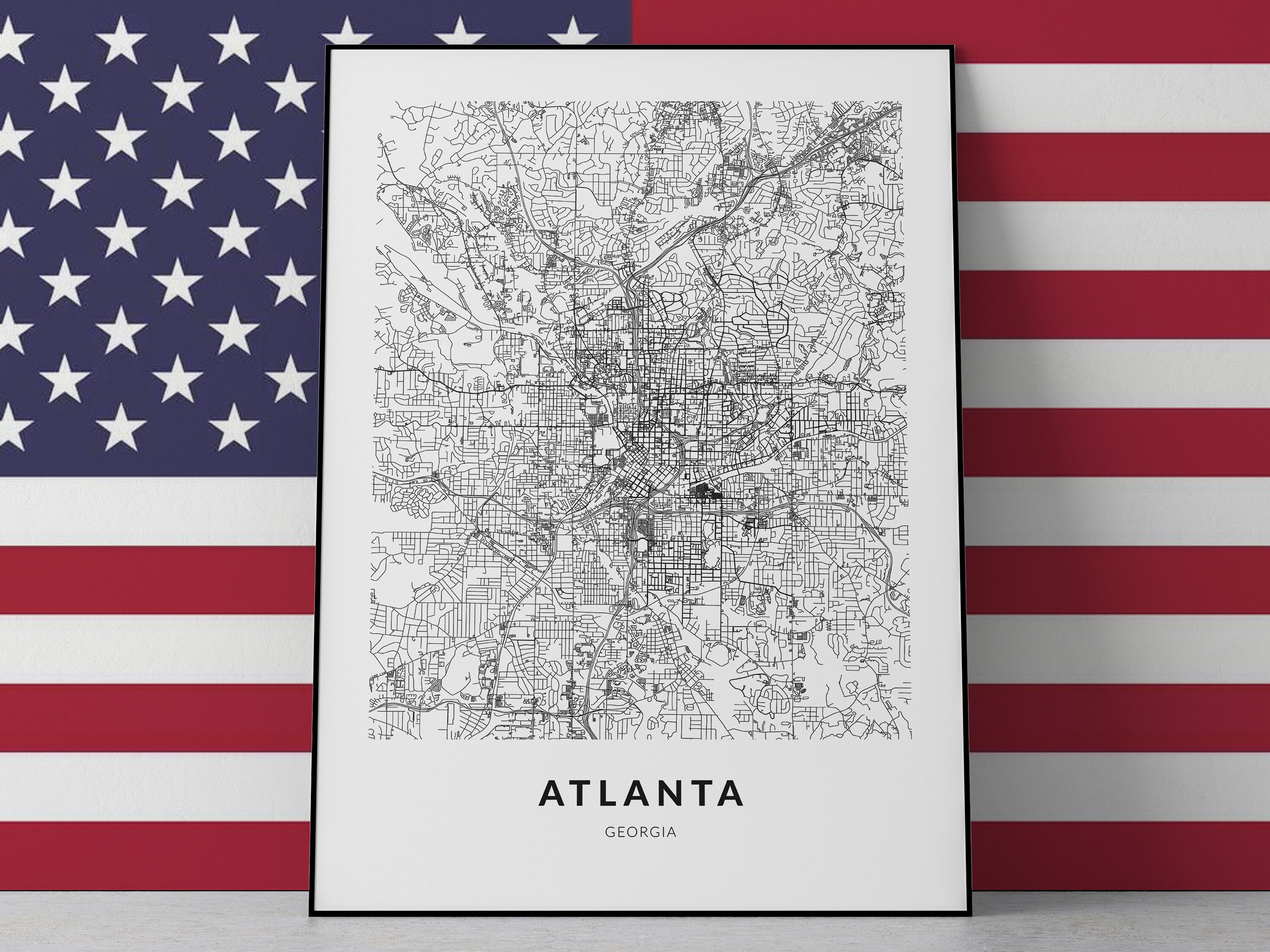 Atlanta Georgia Map Art Print: Cityscape Poster (digital Download) - Etsy