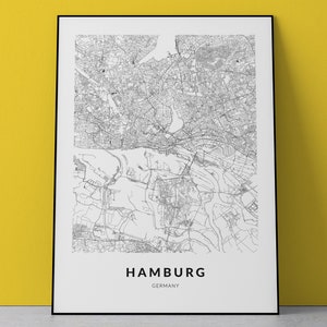 Hamburg Map Print, Germany map, Hamburg Map Poster, City Map Hamburg, Hamburg Street Map, Hamburg Poster, Hamburg Wall Art, Home Decor, Art