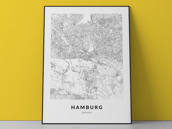 Hamburg Map Print Germany Map Hamburg Map Poster City Map | Etsy
