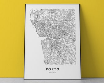 Porto Map Art Print: Portugal City Street Map (Digital Download)