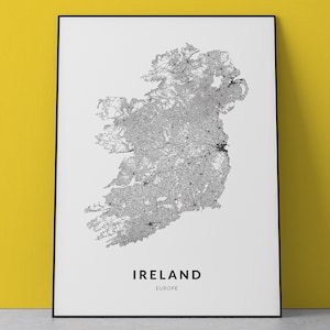 Impression de carte d&#39;Irlande, carte d&#39;Irlande à télécharger, impression d&#39;affiche de carte, carte imprimable d&#39;Irlande, impression d&#39;art d&#39;Irlande, art mural de carte d&#39;Irlande, conception d&#39;Irlande