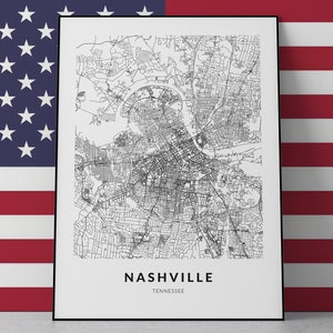 Nashville Map Print, Nashville Wall Art, Nashville Street map, Nashville Poster, Nashville printable map, Nashville Tennessee, Gift Map