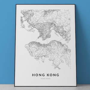 Mapa de Hong Kong, impresión de Hong Kong, arte de Hong Kong, póster de Hong Kong, póster de viaje a Hong Kong, regalo de Hong Kong, arte mural de Hong Kong, decoración, regalo