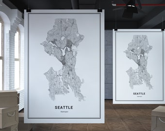 Seattle Map, Washington Map, Custom City Maps, Custom Map, Map Art, Line Map, Map Art Print, Map Wall Art, Map Decor, pdf map, Print