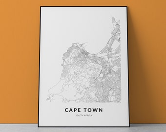 Cape Town Map Art Print: South Africa Cityscape (Digital Download)