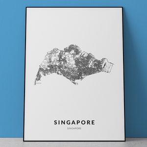 Singapore Map Art Print: City Travel Poster (Digital Download)