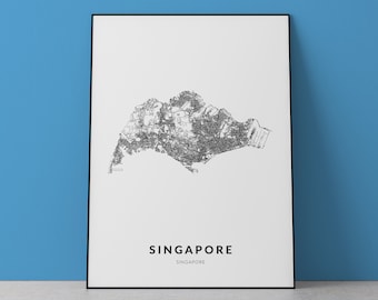 Singapore Map Art Print: City Travel Poster (Digital Download)