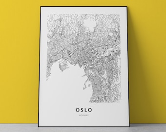 Oslo Karte Kunstdruck: Norwegen Stadtansicht (Digitaler Download)