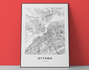 Ottawa Map Art Print: Modern Canada Wall Decor (Digital Download)