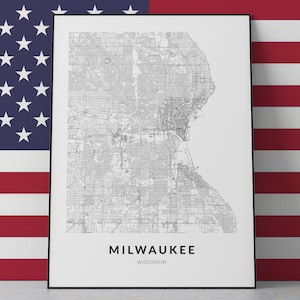 Milwaukee map print, Milwaukee poster, Milwaukee wall art, Milwaukee decor, Milwaukee Wisconsin, Milwaukee custom print, Milwaukee city map