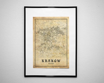 Krakow Vintage Map Print: Poland Travel Poster (Digital Download)