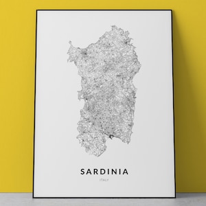 Kaart van Sardinië, Sardinië print, Sardinië poster print, Sardinië Italië, Sardinië eiland, Sardinië cadeau, Sardinië muurkunst, Italiaanse kunst, Italië