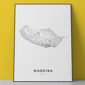 Carte de Madère, Impression de Madère, Madère Portugal, Impression de carte de la ville, Plan des rues de Madère, Décoration de Madère, Cadeau de Madère, Plan de la ville imprimable, Art mural