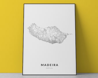 Madeira Map Art Print: Portugal City Street Map (Digital Download)