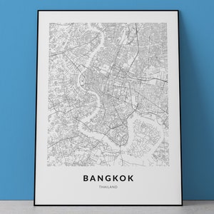 Bangkok map, Bangkok print, Bangkok Thailand, Bangkok art, Bangkok poster, Bangkok travel poster, Thailand map, Bangkok Gift, Wall decor art
