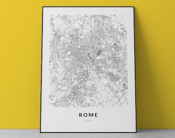 Rome Street Map Art Print: Italy City Map Wall Decor (Digital Download)
