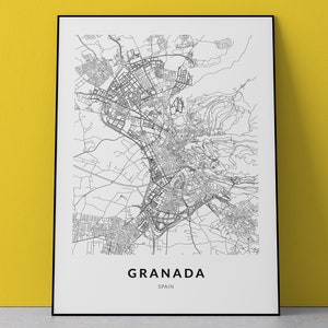 Grenada Karte, Grenada Kunst, Grenada Druck, Grenada Spanien Poster, Grenada Wandkunst, Grenada Karte, Grenada Geschenk, Grenada Dekor, Kunstdruck