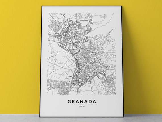 Granada Map Granada Art Granada Print Granada Spain Poster | Etsy