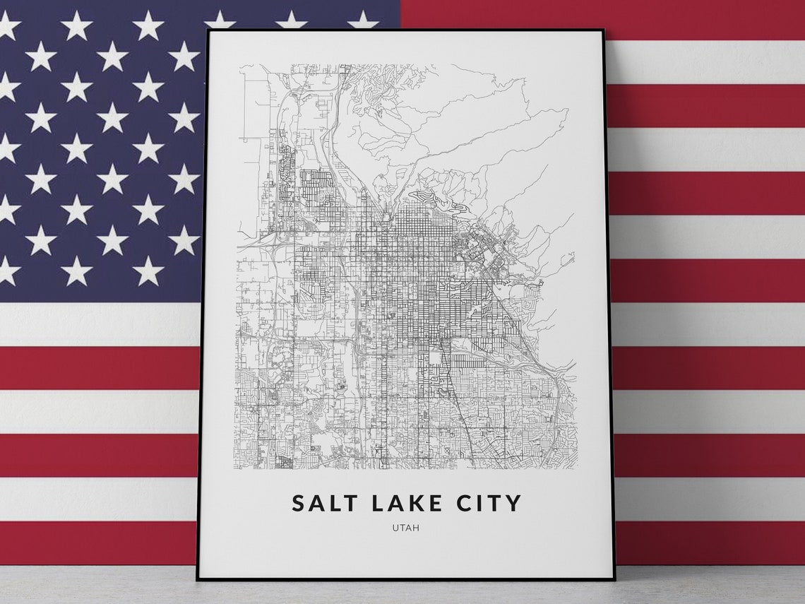 Salt Lake City Map Print Salt Lake City Poster Salt Lake Etsy