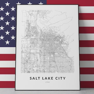 Salt Lake City map print, Salt Lake City poster, Salt Lake City print, Salt Lake City wall art, Utah map print, Travel poster print, map