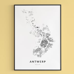 Antwerp map, Antwerp buildings poster, Antwerp print, Antwerp poster, Antwerp art, Antwerp gift, Antwerp Belgium, Antwerpen poster, Belgium
