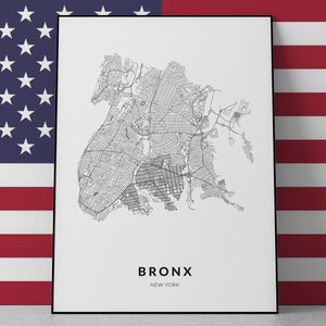 Bronx, New York, Bronx map, Bronx wall art, Bronx art, Bronx poster, Bronx gift, Bronx travel decor, Bronx print, Bronx city poster print