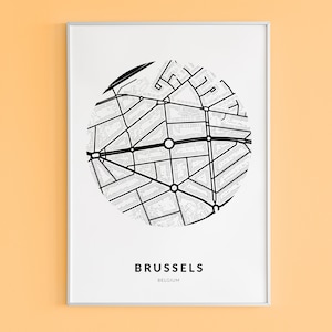 Brüssel Karte, Brüssel Belgien, Brüssel Karte Druck, Brüssel Poster, Belgien Poster, Brüssel Kunst, Brüssel Geschenk, Stadtplan Druck, Wanddekor,
