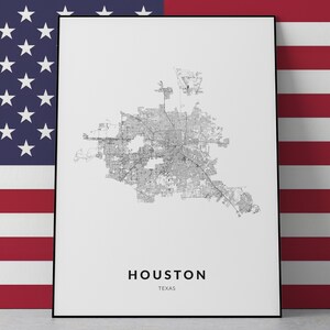 Houston Map Print, Houston City, Houston Map Poster, Texas, USA map, City Map Print, Black and White Map, Houston Print, Wall Art